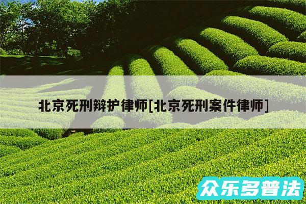 北京死刑辩护律师及北京死刑案件律师