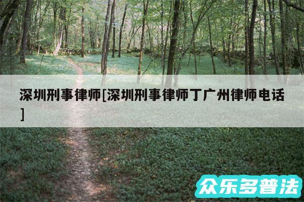 深圳刑事律师及深圳刑事律师丁广州律师电话