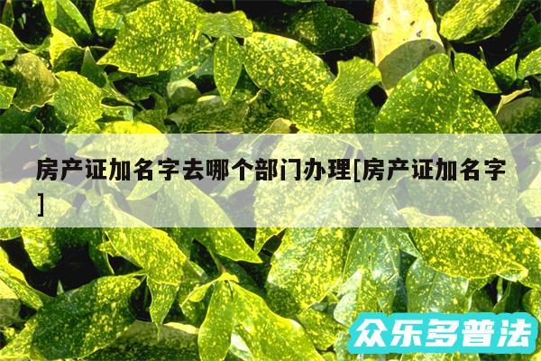 房产证加名字去哪个部门办理及房产证加名字