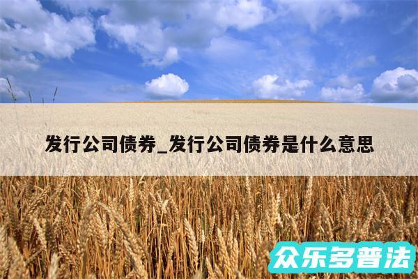 发行公司债券_发行公司债券是什么意思