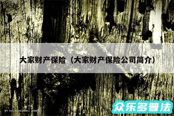 大家财产保险以及大家财产保险公司简介