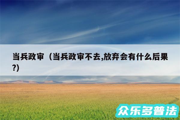 当兵政审以及当兵政审不去,放弃会有什么后果?