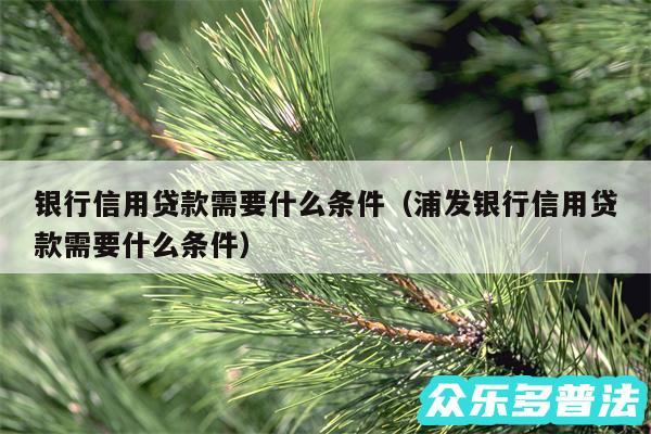 银行信用贷款需要什么条件以及浦发银行信用贷款需要什么条件
