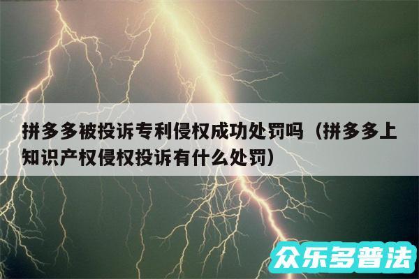 拼多多被投诉专利侵权成功处罚吗以及拼多多上知识产权侵权投诉有什么处罚
