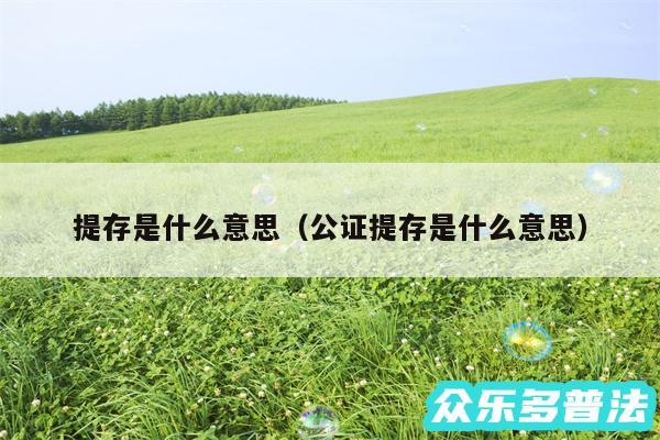 提存是什么意思以及公证提存是什么意思