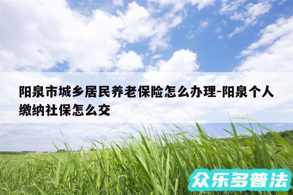 阳泉市城乡居民养老保险怎么办理-阳泉个人缴纳社保怎么交