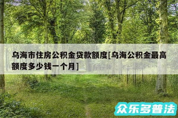 乌海市住房公积金贷款额度及乌海公积金最高额度多少钱一个月