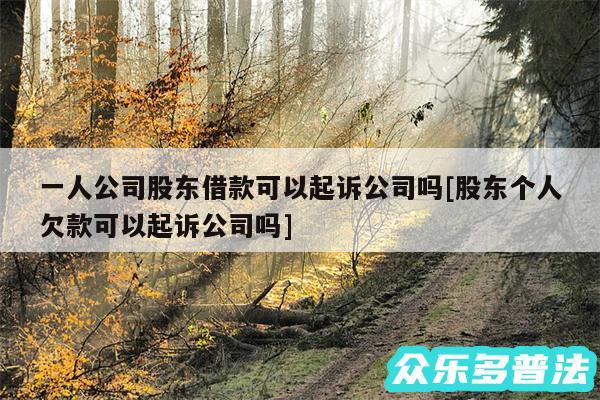 一人公司股东借款可以起诉公司吗及股东个人欠款可以起诉公司吗