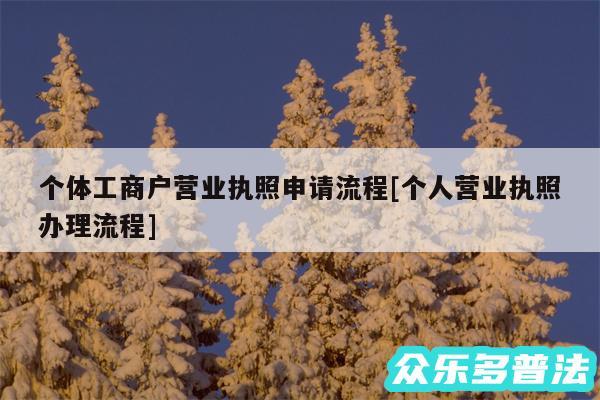个体工商户营业执照申请流程及个人营业执照办理流程