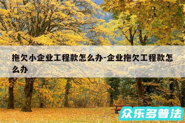 拖欠小企业工程款怎么办-企业拖欠工程款怎么办