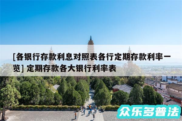 及各银行存款利息对照表各行定期存款利率一览 定期存款各大银行利率表