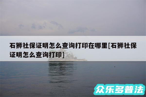 石狮社保证明怎么查询打印在哪里及石狮社保证明怎么查询打印