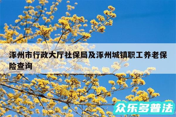 涿州市行政大厅社保局及涿州城镇职工养老保险查询