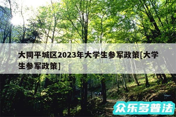 大同平城区2024年大学生参军政策及大学生参军政策