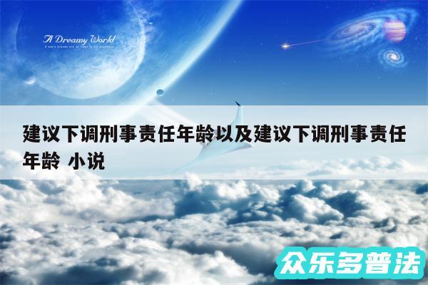 建议下调刑事责任年龄以及建议下调刑事责任年龄 小说