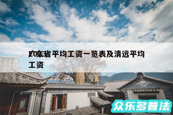 2024广东省平均工资一览表及清远平均工资