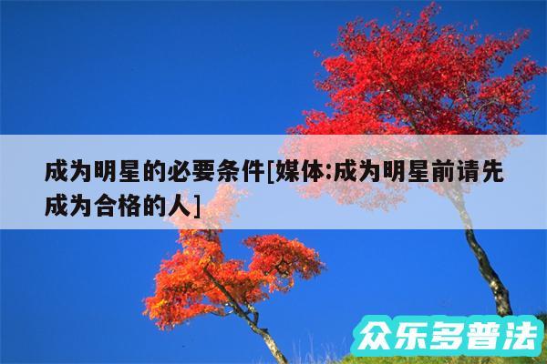成为明星的必要条件及媒体:成为明星前请先成为合格的人