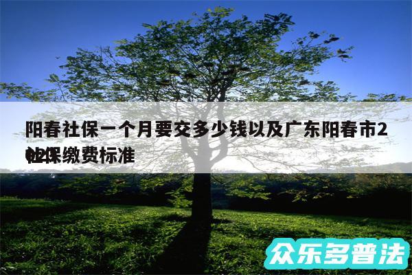 阳春社保一个月要交多少钱以及广东阳春市2024社保缴费标准