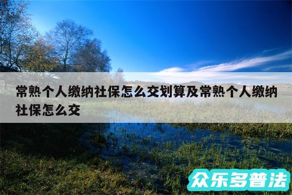 常熟个人缴纳社保怎么交划算及常熟个人缴纳社保怎么交