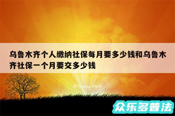 乌鲁木齐个人缴纳社保每月要多少钱和乌鲁木齐社保一个月要交多少钱