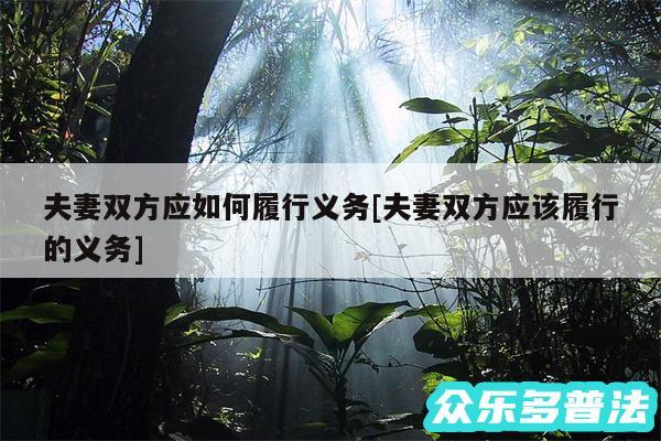 夫妻双方应如何履行义务及夫妻双方应该履行的义务