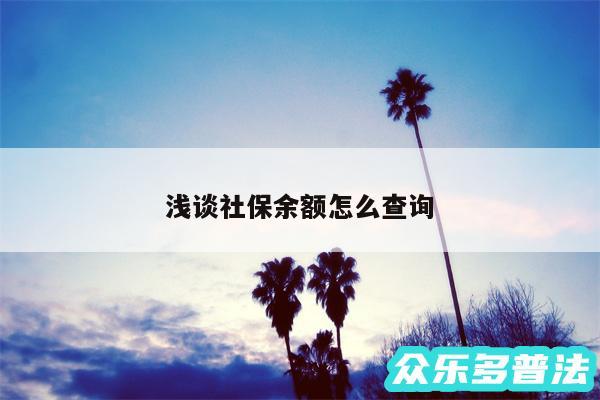 浅谈社保余额怎么查询