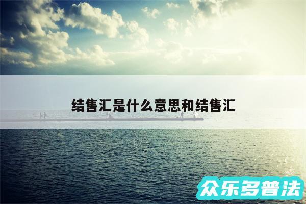 结售汇是什么意思和结售汇