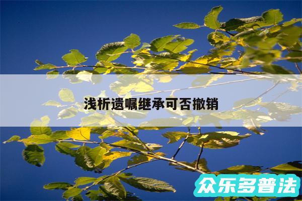 浅析遗嘱继承可否撤销