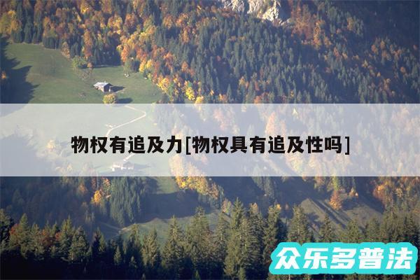 物权有追及力及物权具有追及性吗