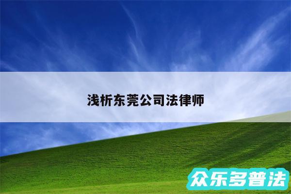 浅析东莞公司法律师