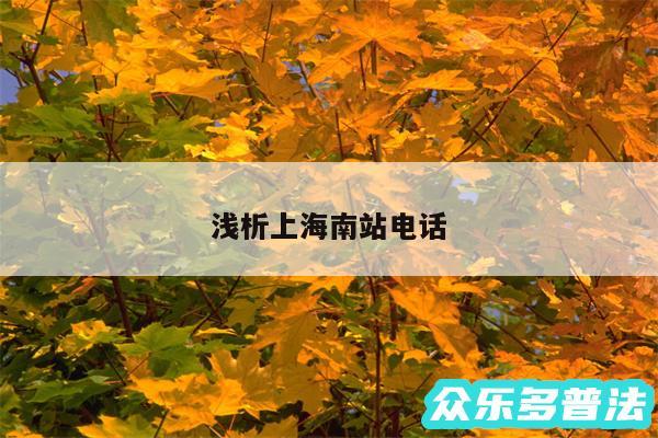 浅析上海南站电话