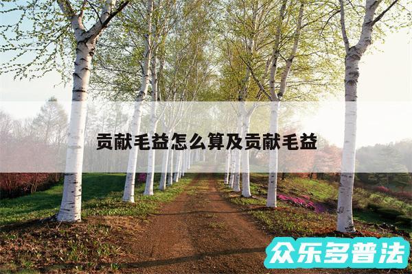 贡献毛益怎么算及贡献毛益