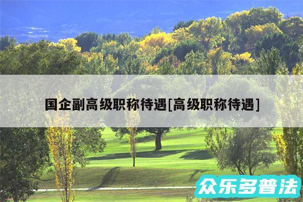 国企副高级职称待遇及高级职称待遇