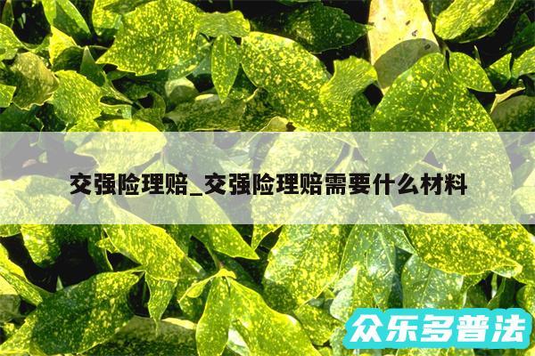 交强险理赔_交强险理赔需要什么材料