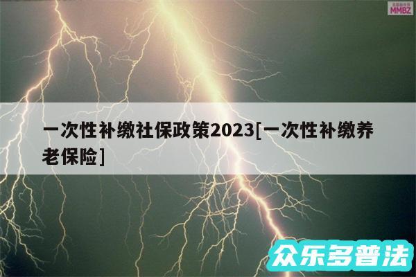 一次性补缴社保政策2024及一次性补缴养老保险